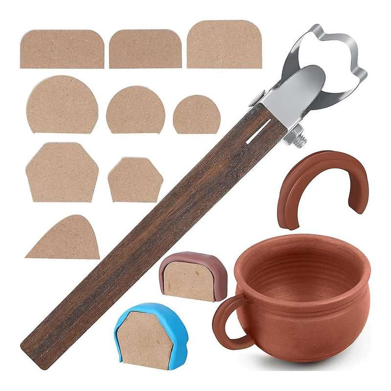 Pottery Handle Making Tool with 9 Pcs Mug Handle Mold Adjustable Clay Pottery Tools Ceramic Tools Po