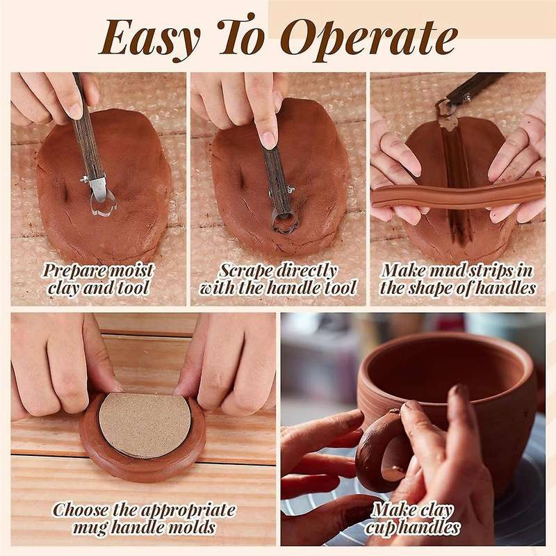 Pottery Handle Making Tool with 9 Pcs Mug Handle Mold Adjustable Clay Pottery Tools Ceramic Tools Po