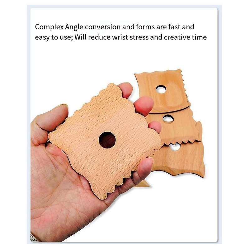 Pottery Tools Wooden Skeleton Knife Pottery Foot Trimming Clay Knife DIY Drawing Shaping Tool (Set o