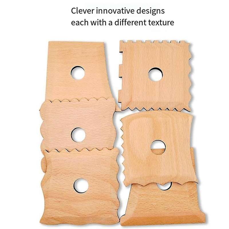 Pottery Tools Wooden Skeleton Knife Pottery Foot Trimming Clay Knife DIY Drawing Shaping Tool (Set o
