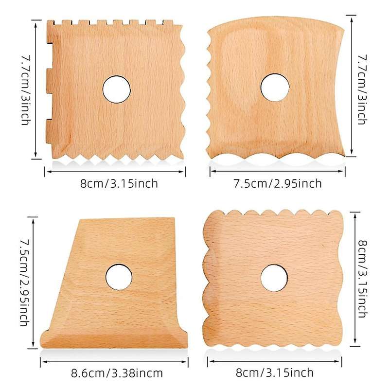 Pottery Tools Wooden Skeleton Knife Pottery Foot Trimming Clay Knife DIY Drawing Shaping Tool (Set o
