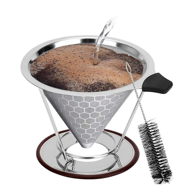 Pour over Coffee Dripper, Stainless Steel Filter,Easy to Clean Paperless Pour over Coffee Maker,Reus