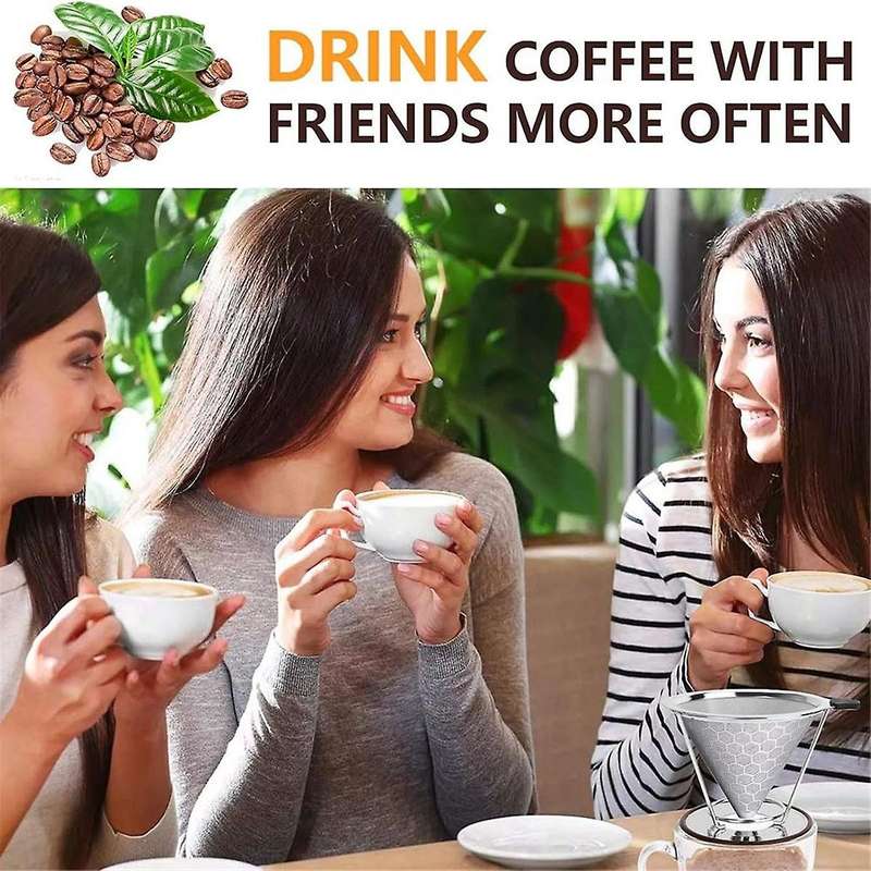 Pour over Coffee Dripper, Stainless Steel Filter,Easy to Clean Paperless Pour over Coffee Maker,Reus
