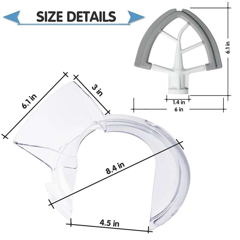 Pouring Shield for 4.5 and 5 Quart Tilt-head Stand Mixers and Flex Edge Beater for Tilt-head 4.5-5q