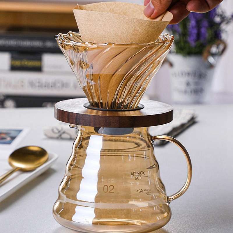 Pour over Coffee Set Dripper 600Ml Coffee Server Glass Funnel Drip Coffee Maker Filter Brewing Cup W