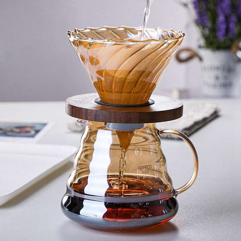 Pour over Coffee Set Dripper 600Ml Coffee Server Glass Funnel Drip Coffee Maker Filter Brewing Cup W