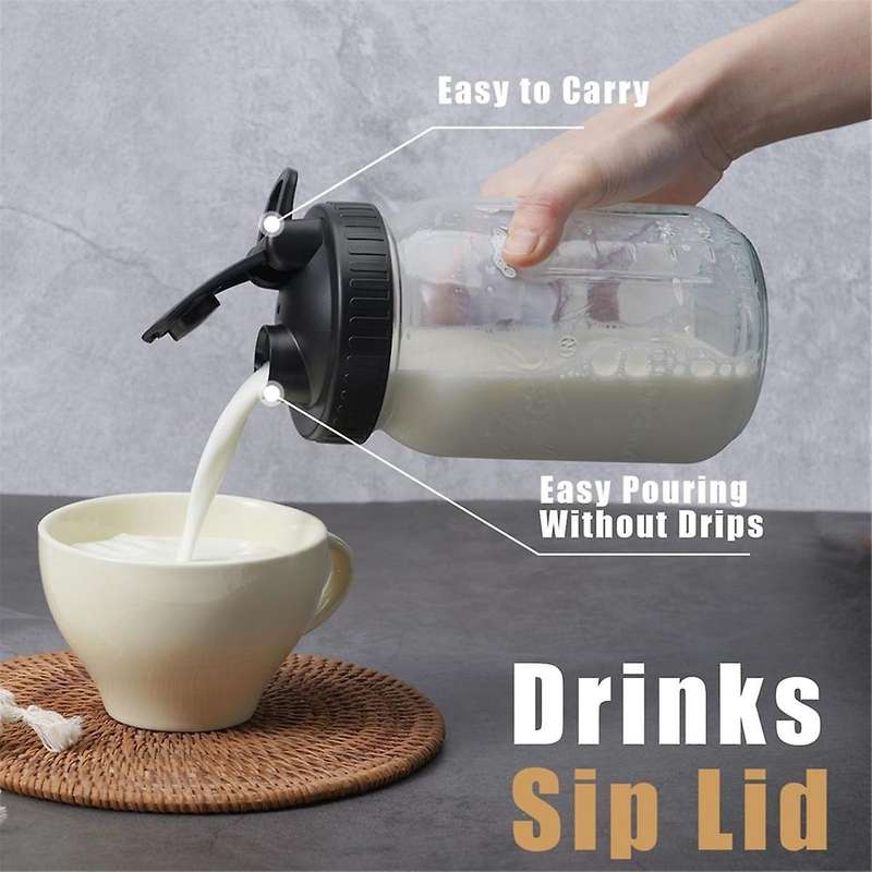 Pour Spout Lids for Ball Wide Mouth Mason Jars, Airtight Canning Jar Flip Cap Top Lid for Dressing P