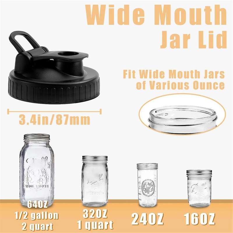 Pour Spout Lids for Ball Wide Mouth Mason Jars, Airtight Canning Jar Flip Cap Top Lid for Dressing P