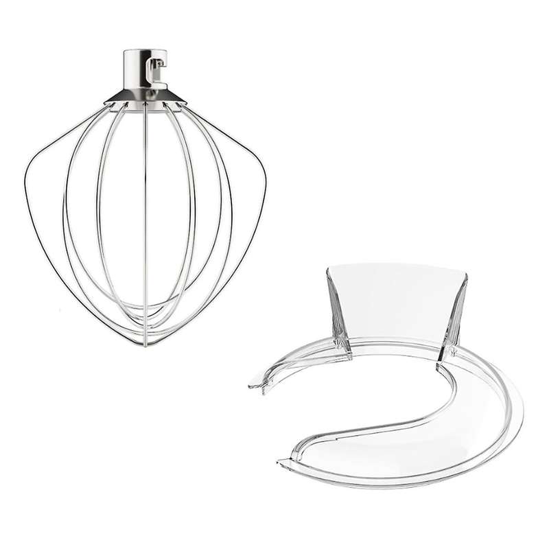 Pouring Shield for 4.5-5QT Mixer Bowl and 6 Wire Whisk for Stand Mixer Attachments