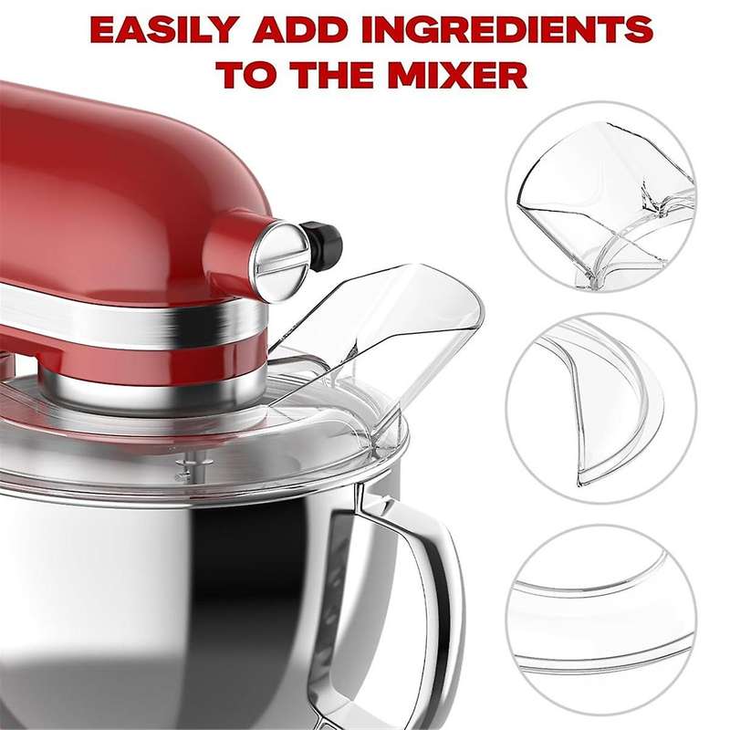Pouring Shield for 4.5-5QT Mixer Bowl and 6 Wire Whisk for Stand Mixer Attachments