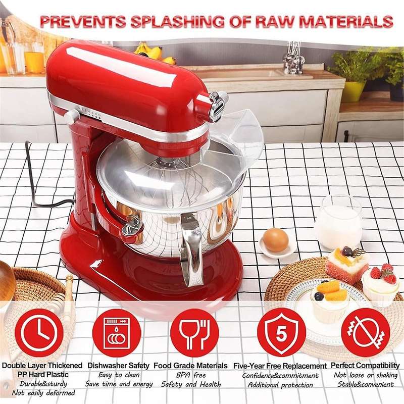 Pouring Shield for 5.5 Quart, 6, 7, 8 Qt Stainless Steel Bowl-Lift Stand Mixer Accessories Splash Gu