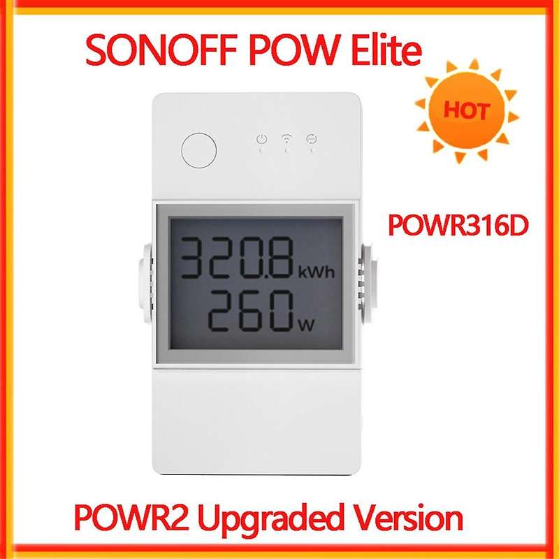 POW Elite 16A Wifi Meter Switch Voltage, Current, Power Consumption LCD Display Wireless Remote Cont
