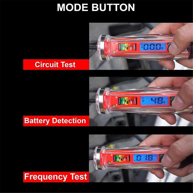 Power Circuit Probe Tester, LCD Digital Automotive Test Light with Voltmeter&Illumination, DC Auto