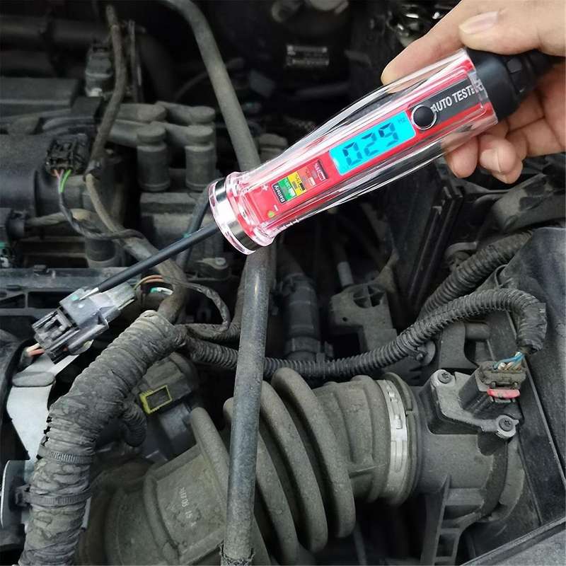 Power Circuit Probe Tester, LCD Digital Automotive Test Light with Voltmeter&Illumination, DC Auto V