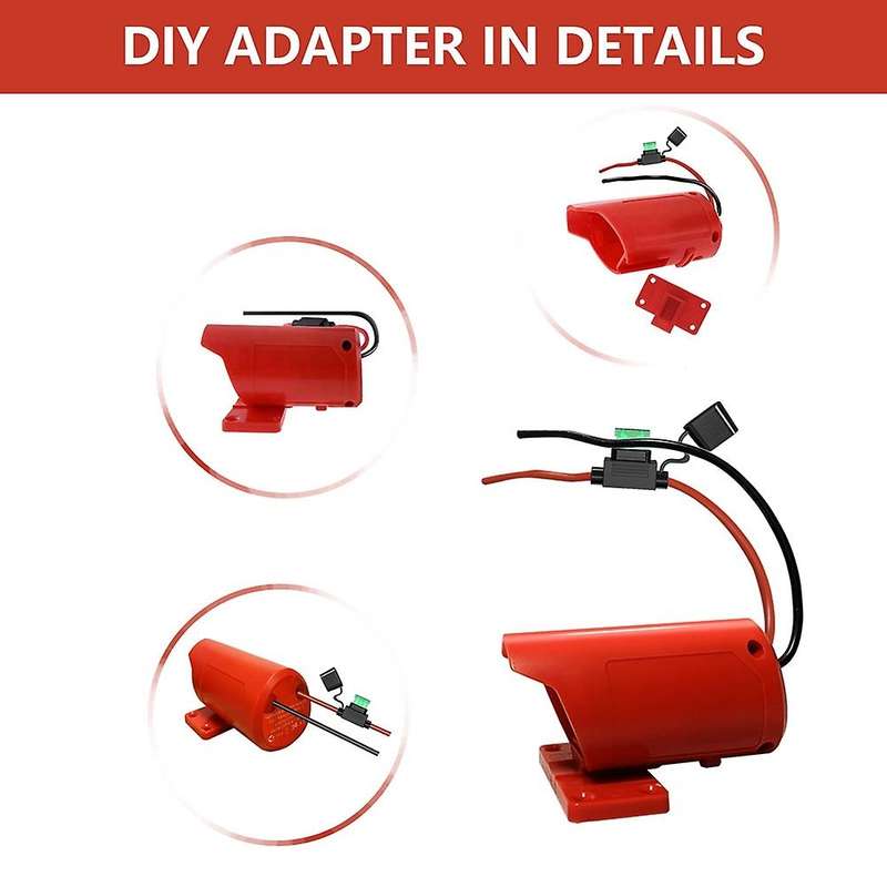 Power Wheel Adapter with Fuse, Secure Battery Adapter for -waukee 12v M12 Lithium Battery, with 14