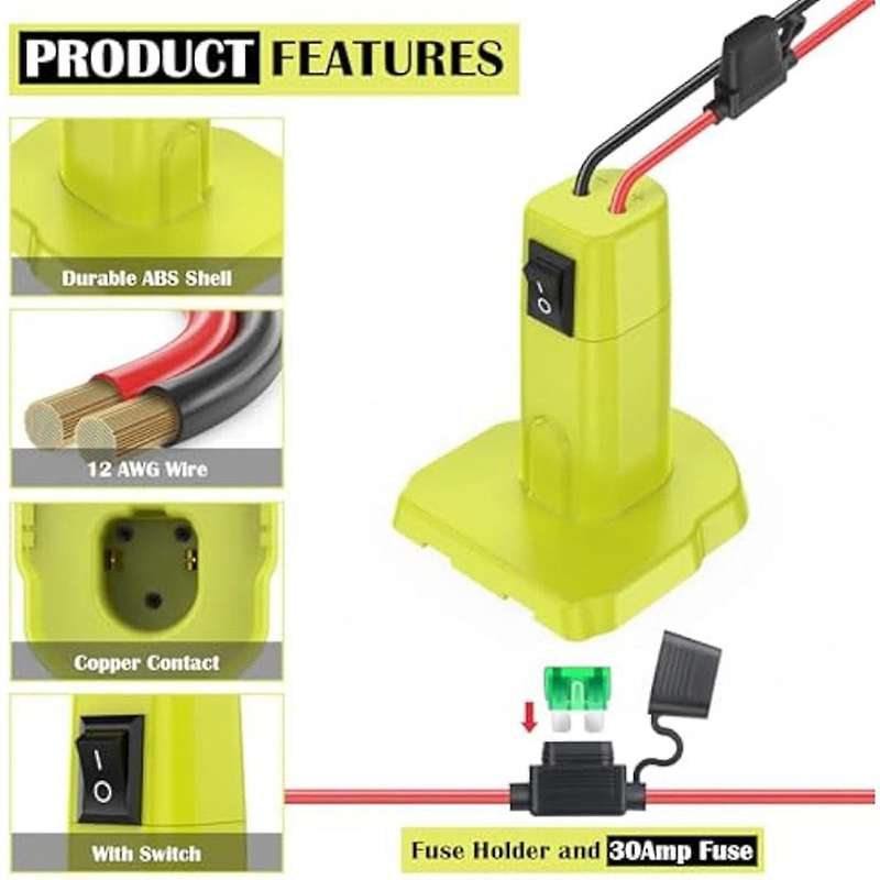 Power Wheels Adapter for 18v Battery Wheels Battery Conversion Kit with Switch, Fuses&wire Terminal