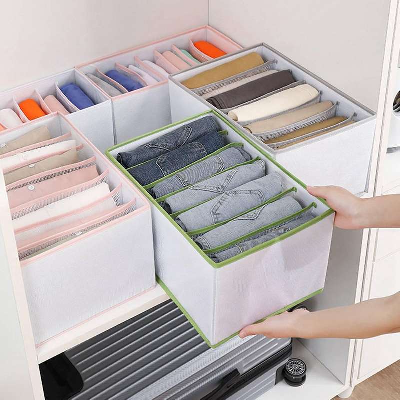 PP Wardrobe Clothes Organizer Jeans Compartment Storage Box Underpants Foldable Wardrobe Storage Box
