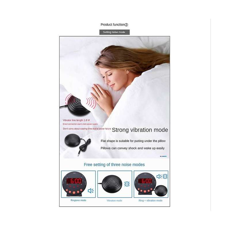 Powerful Vibration Alarm Clock Elderly Deaf Home Digital Extra Loud Vibration Clock for Hearing Imp