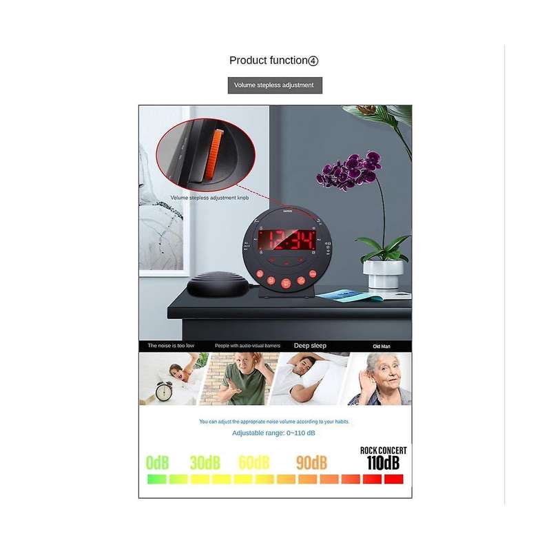 Powerful Vibration Alarm Clock Elderly Deaf Home Digital Extra Loud Vibration Clock for Hearing Imp