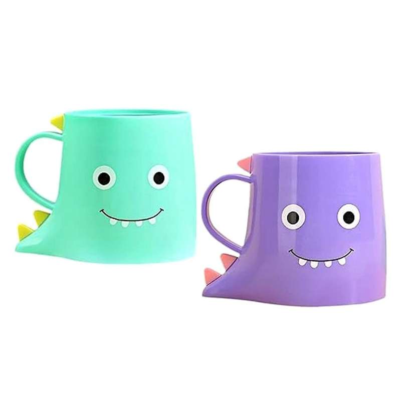 PP Mouthwash Holder, 2PCS Cute Dinosaur Mouthwash Cups, Bathroom Toothbrush Cup, Durable Bathroom To