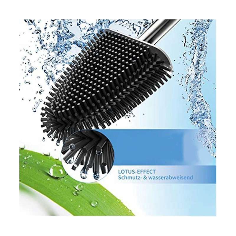 Premium Silicone Toilet Brush - Grey - Toilet Brush Holder with Wall Mounting & Turbo Drying
