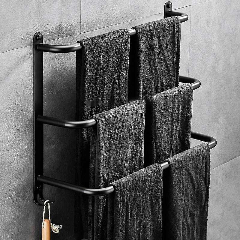 Premium Towel Bar Towel Rack Towel Hanger Double Towel Hook Wall Mounted Bathroom Rack Kitchen Towel