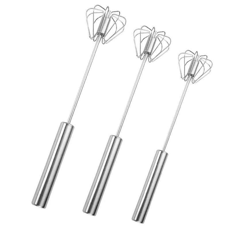 Press and Rotate Semi-Automatic Egg Beater Household Manual Stainless Steel Egg Beater