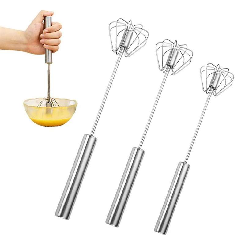 Press and Rotate Semi-Automatic Egg Beater Household Manual Stainless Steel Egg Beater