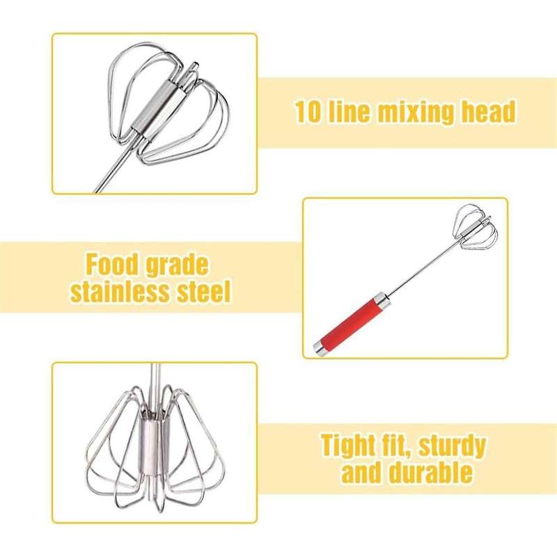 Press and Rotate Semi-Automatic Egg Beater Household Manual Stainless Steel Egg Beater