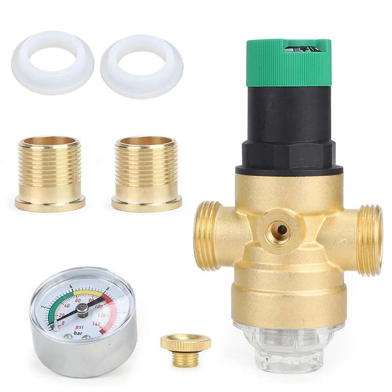 Pressure Regulator Water with Pressure Gauge Water and Screen Filter 3/4 Inch DN20 Pressure Regulato