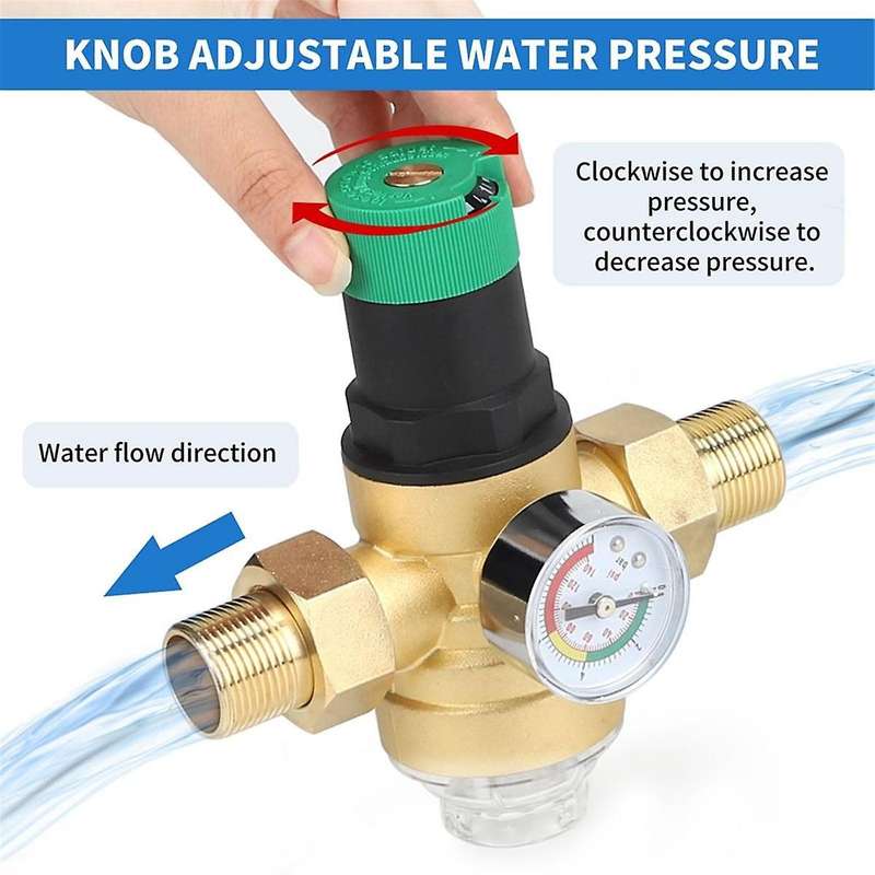 Pressure Regulator Water with Pressure Gauge Water and Screen Filter 3/4 Inch DN20 Pressure Regulato