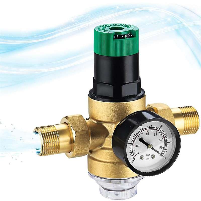 Pressure Regulator Water 3/4 Inch, Water Pressure Regulator with Water Pressure Gauge and Mesh Filte
