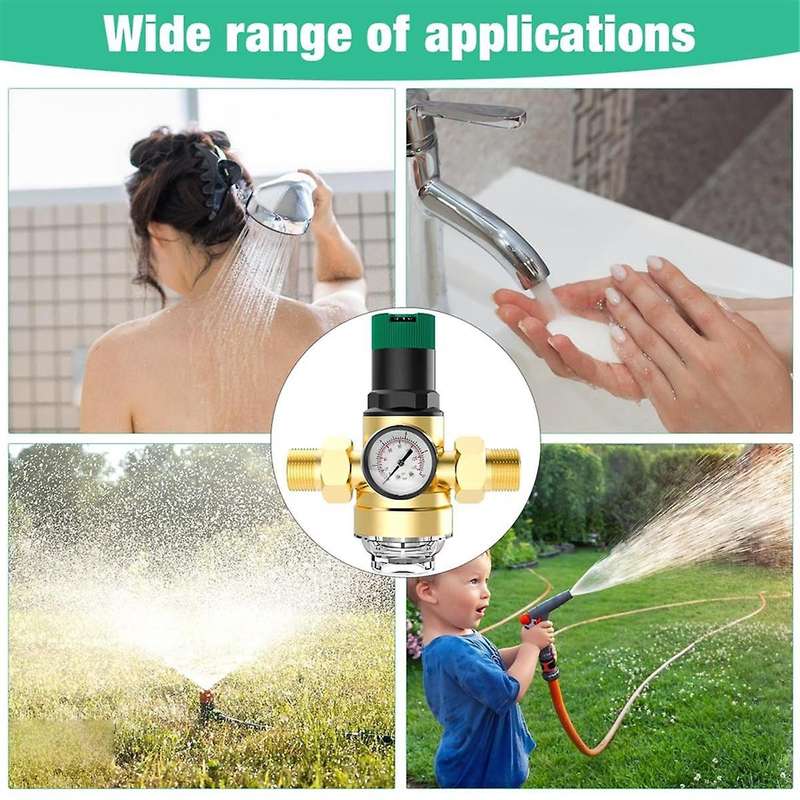 Pressure Regulator Water 3/4 Inch, Water Pressure Regulator with Water Pressure Gauge and Mesh Filte