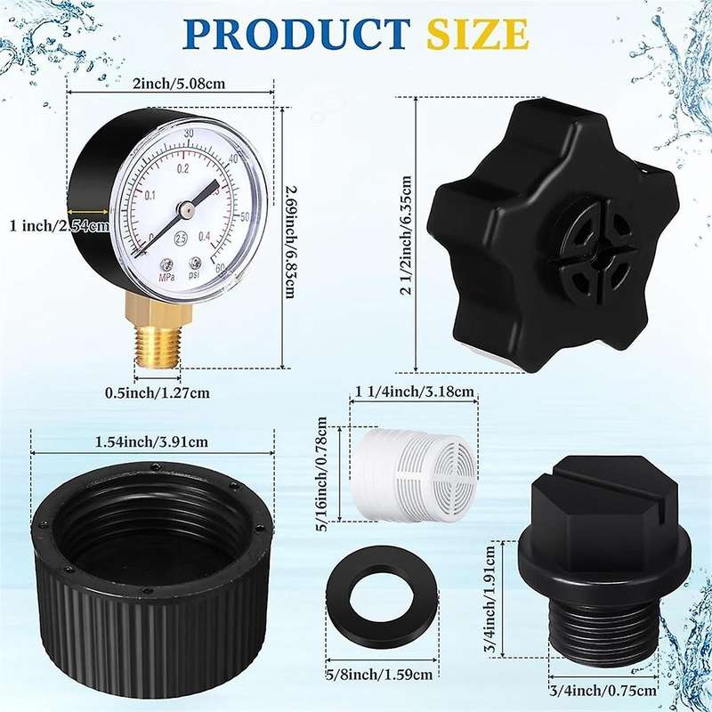 Pressure Gauge Replacement ECX270861 Drain Cap for SX180LA Drain Cap with Gasket for SX180HG Pump Pi