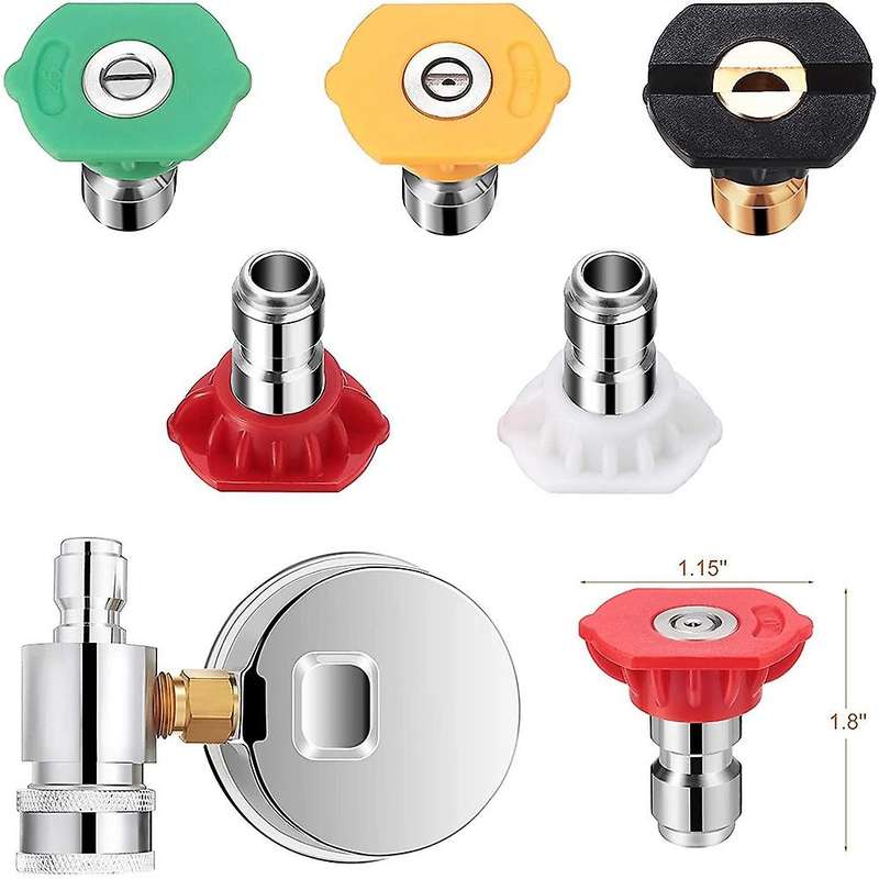 Pressure Washer Adapter Pressure Washer Gauge Kit with 6000Psi 3/8 Inch Pressure Washer Gauge, Quick