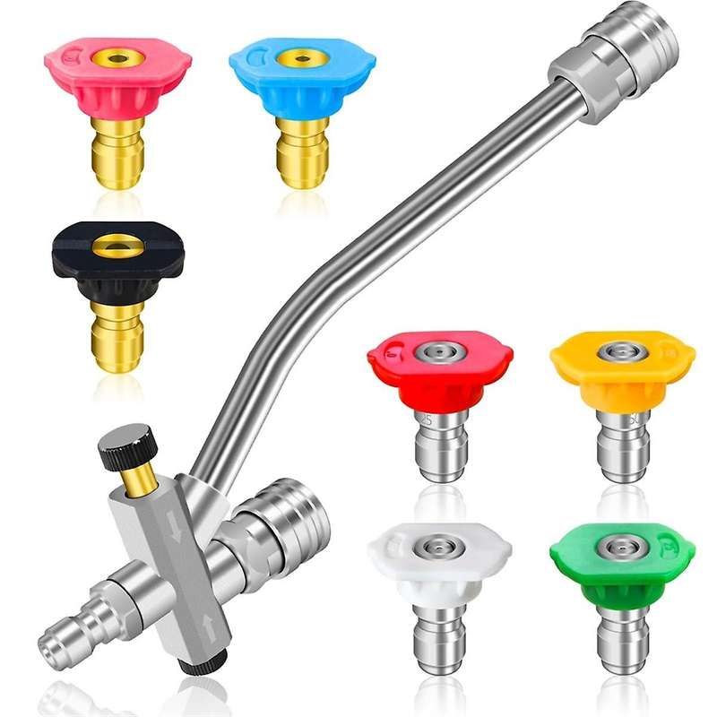 Pressure Washer Dual-Connector Tool with 7 Pressure Washer Nozzle Tips, 1/4 Quick Connect Switch Dou