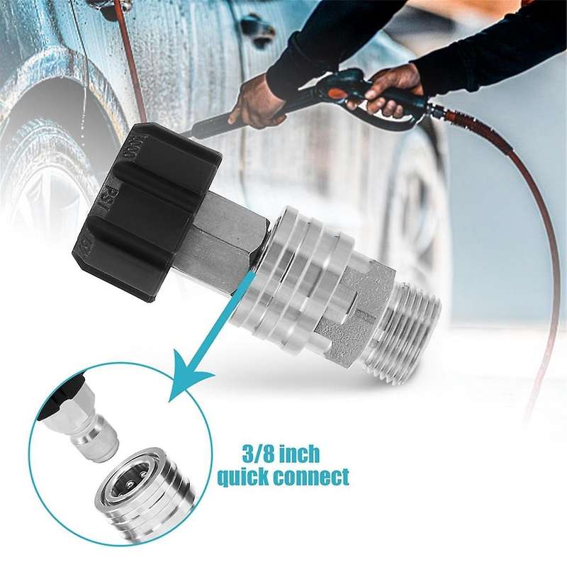 Pressure Washer Adapter Set,M22 to 3/8 Inch Quick Disconnect Kit, Male M22 Hose Adapter, Stainless S