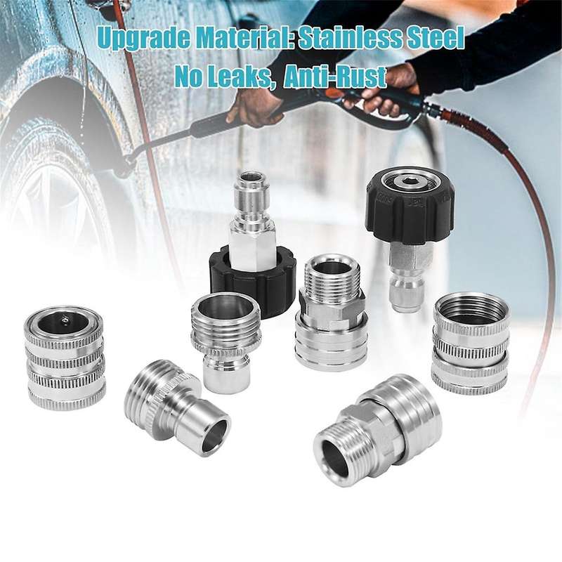 Pressure Washer Adapter Set,M22 to 3/8 Inch Quick Disconnect Kit, Male M22 Hose Adapter, Stainless S