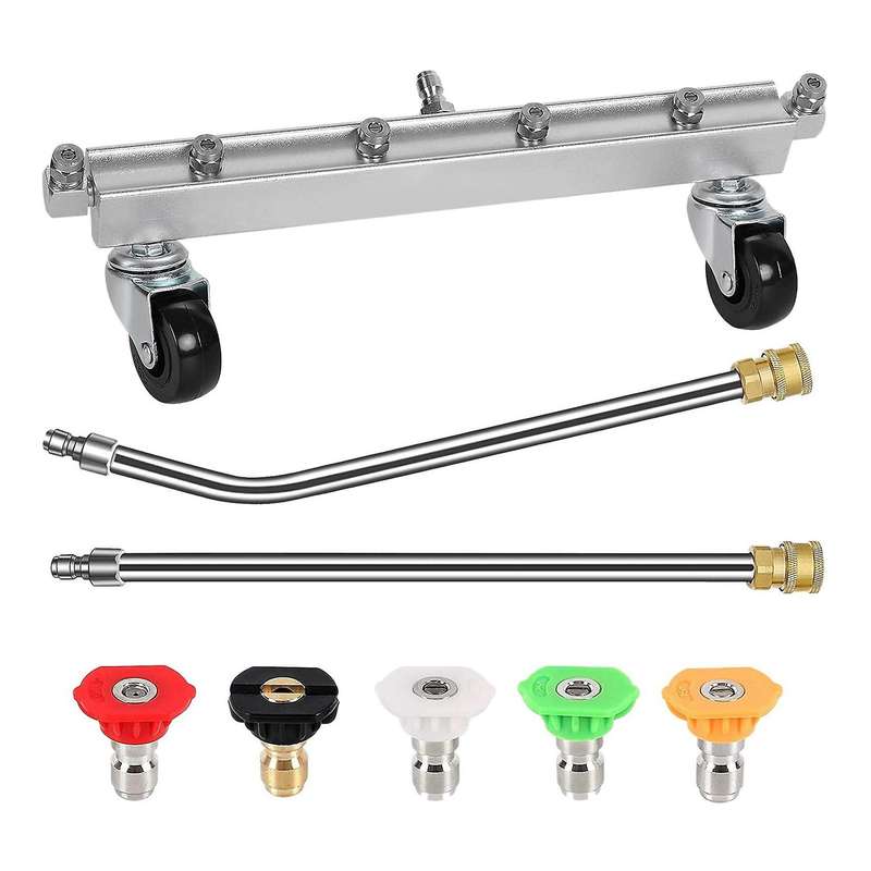 Pressure Washer Cleaner with 6 Nozzles, Under Car Washer Broom Attachments Extension Wand 60 Angled