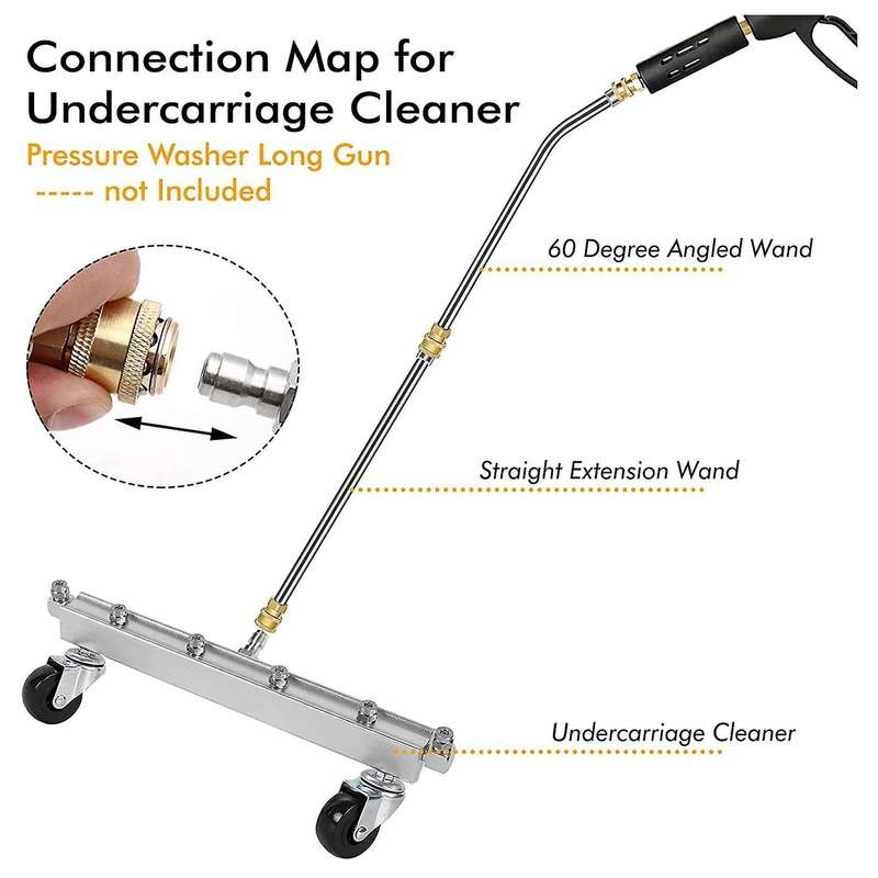 Pressure Washer Cleaner with 6 Nozzles, Under Car Washer Broom Attachments Extension Wand 60 Angled