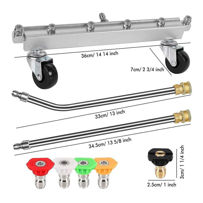 Pressure Washer Cleaner with 6 Nozzles, Under Car Washer Broom Attachments Extension Wand 60 Angled