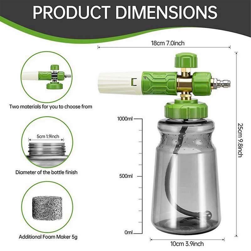 Pressure Washer Cannon with Foam Cannon, Pressure Washer Sprayer with Dual Adjustable Snow Foam Cann