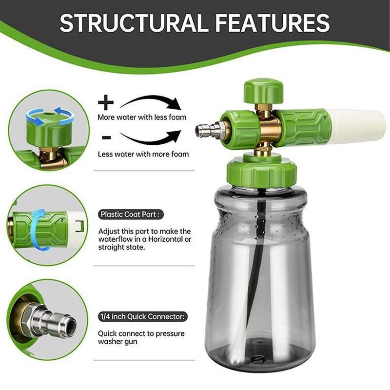 Pressure Washer Cannon with Foam Cannon, Pressure Washer Sprayer with Dual Adjustable Snow Foam Cann