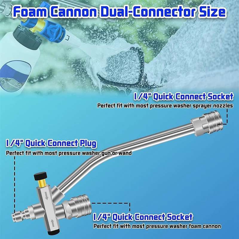 Pressure Washer Dual-Connector Tool with 5 Pressure Washer Nozzle Tips, 1/4 Quick Connect Switch Dou