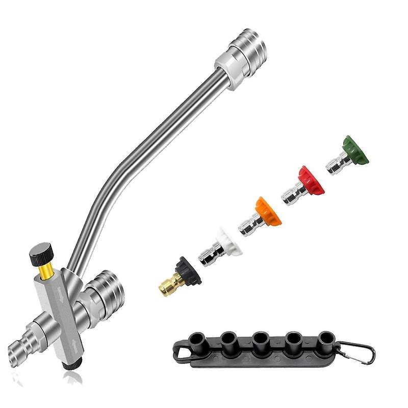 Pressure Washer Dual-Connector Tool with 5 Pressure Washer Nozzle Tips, 1/4 Quick Connect Switch Dou