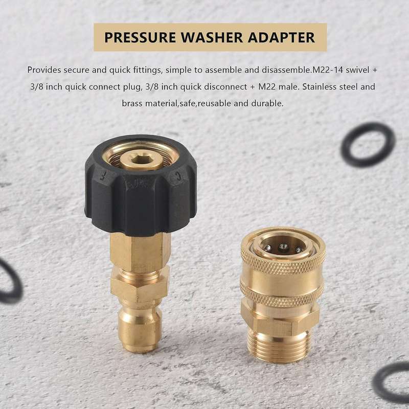 Pressure Washer Adapter Set, Quick Connector, M22 14mm Swivel to M22 Metric Fitting,m22-14 Swivel +