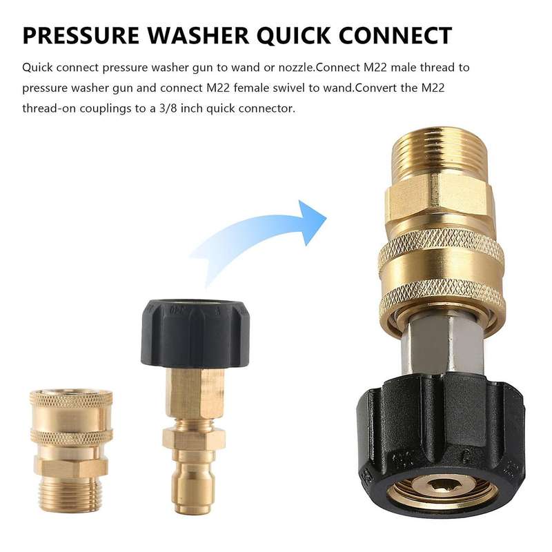Pressure Washer Adapter Set, Quick Connector, M22 14mm Swivel to M22 Metric Fitting,m22-14 Swivel +