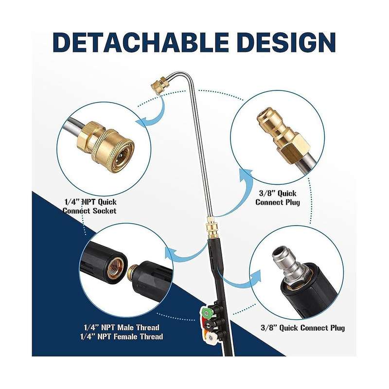 Pressure Washer Extension Wand, 1/4inch Gutter Cleaning Tools From The Ground, Power Washer Extensio