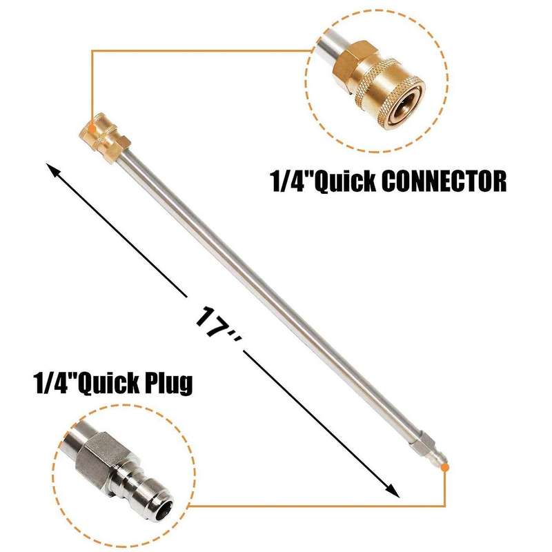 Pressure Washer Extension Rod 17-inch Stainless Steel 1/4 Inch Quick-connect Electric Washer Nozzle