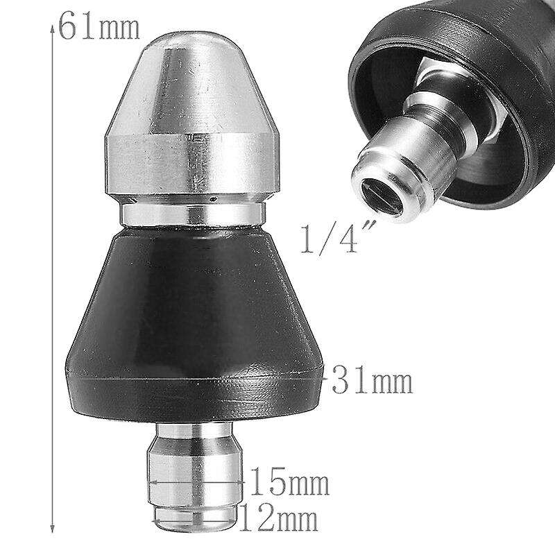 Pressure Washer Machine 1 Front 6 Rear 1/4inch Drain Pipeline Dredge Nozzle